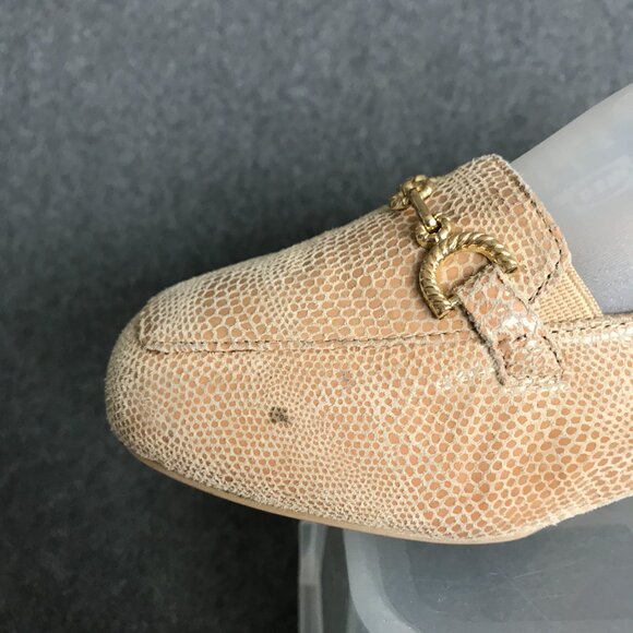 Ros Hommerson Taylor Nude Lizard Print Leather Loafers Womens Shoes Size 8.5 WW - Picture 4 of 13